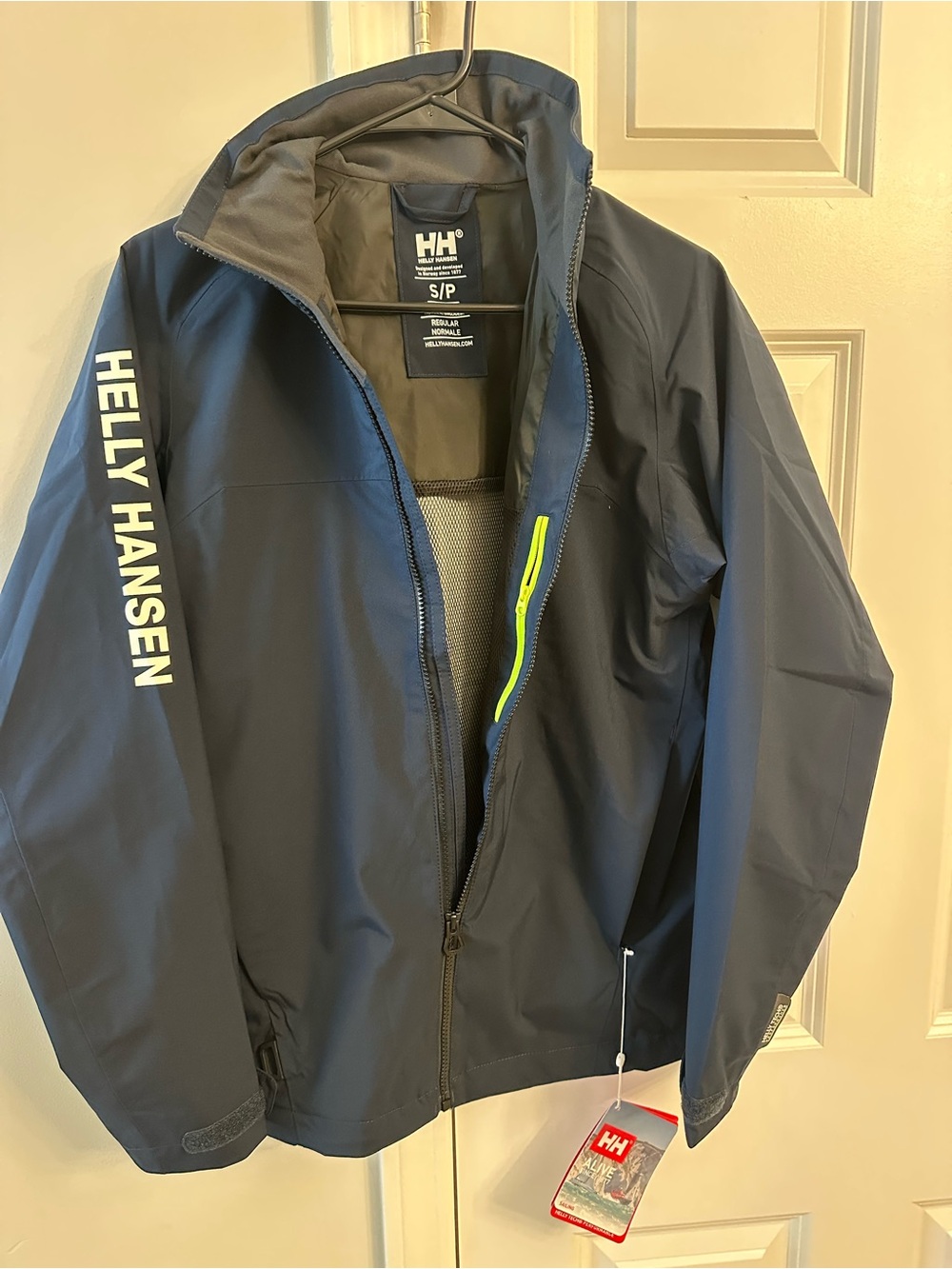Helly Hansen Men's Navy Rain Jacket with High-Visibility Trim
